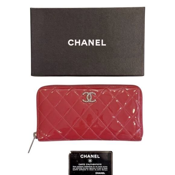Chanel Patent Calf Skin Zip Around Wallet - Picture 1 of 10